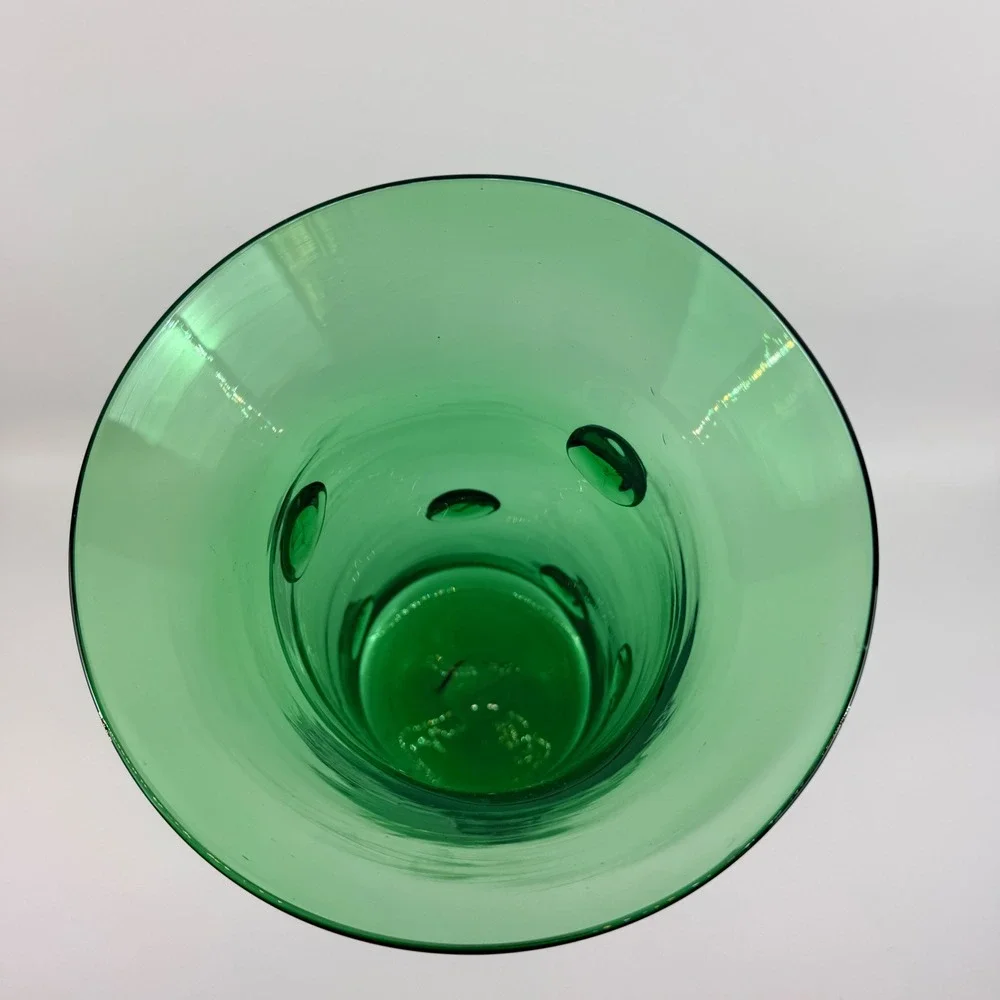 Mid Century Green Glass Large Prunt Blob Floor Vase 18